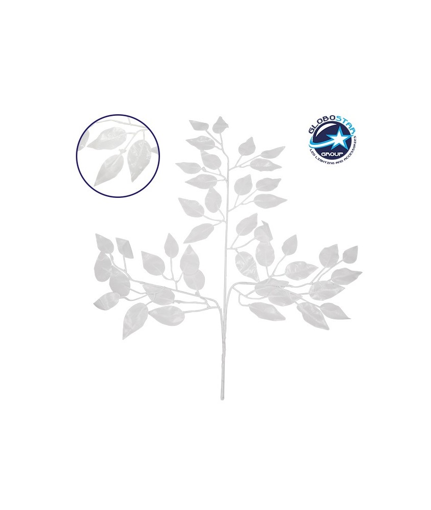 GloboStar® 09055 Τεχνητό Φυτό Διακοσμητικό Κλαδί Διαστάσεων M21cm x Υ27cm με 3 X Λευκά Κλαδιά και Φύλλωμα Φύκος